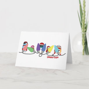 Aviator Owls Christmas Lights Holiday Card
