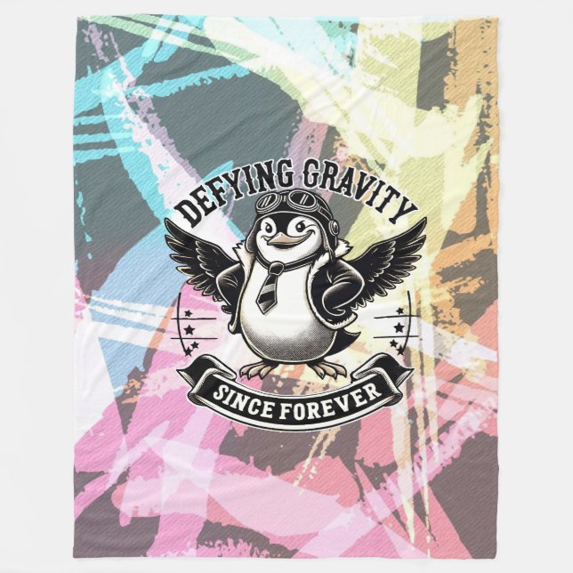 Aviator Penguin Fleece Blanket (Front)