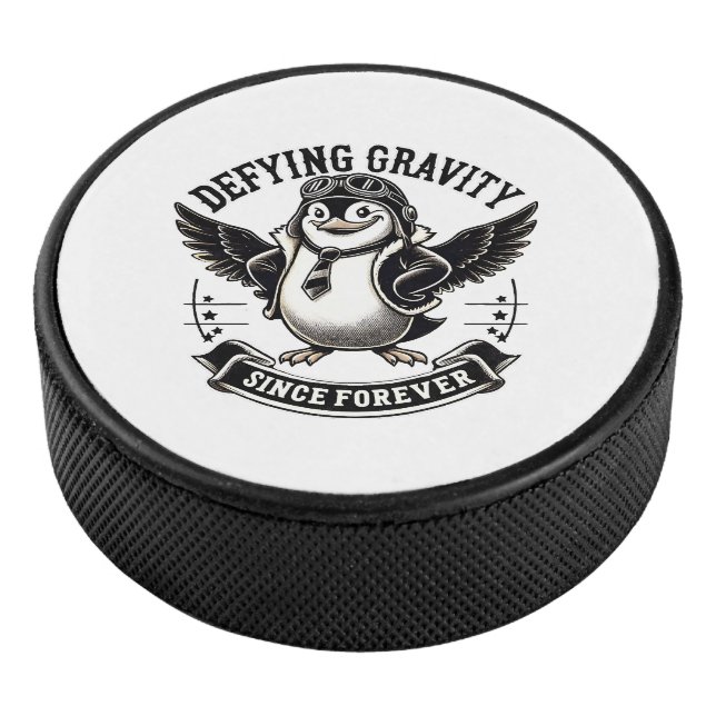 Aviator Penguin Hockey Puck (3/4)