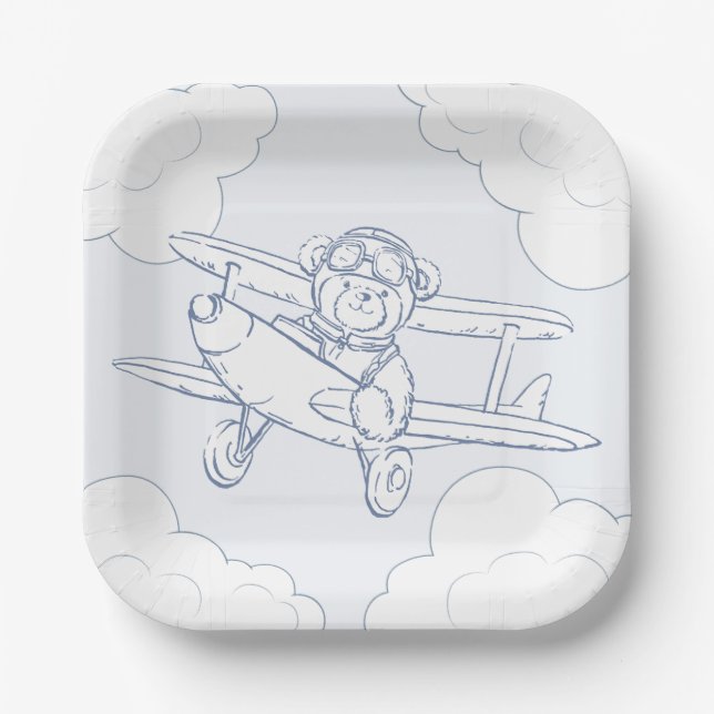 Aviator Pilot Aeroplane Precious Cargo Baby Shower Paper Plate (Front)