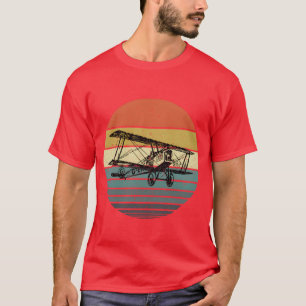 Aviator Pilot Retro Bi Plane Airplane Aviation fri T-Shirt