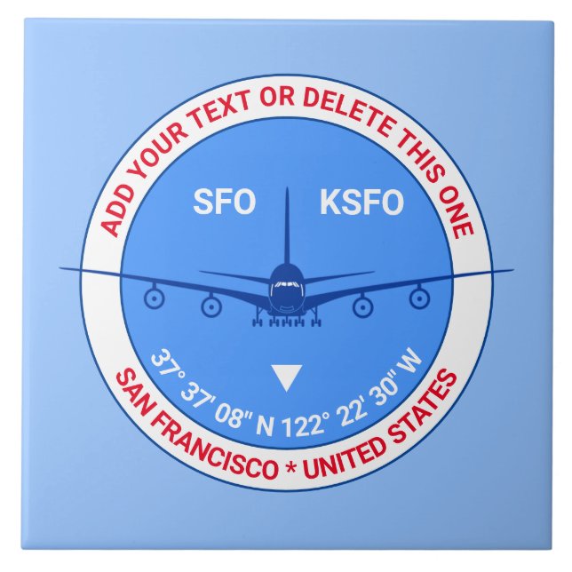 Aviator, Pilot, Traveller Tourist Customisable Ceramic Tile (Front)