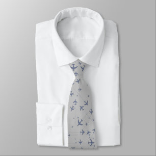 Aviator planes stamped allover gray tie
