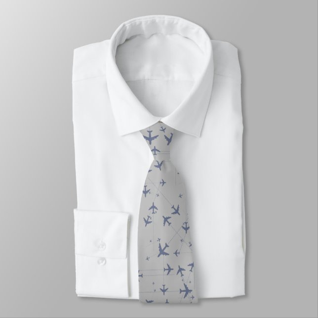 Aviator planes stamped allover grey tie (Tied)
