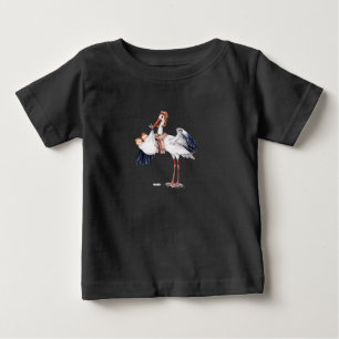 Aviator Stork Carrying Twins Baby T-Shirt