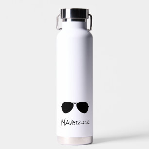 Aviator Sunglasses Pilot NAME Aeroplane Flying Coo Water Bottle