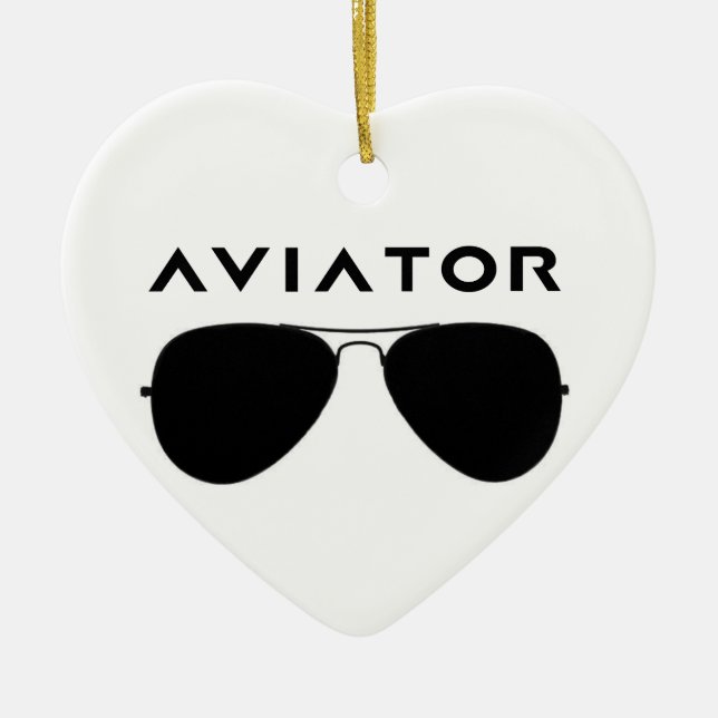 Aviator SUnglasses Silhouette Ceramic Tree Decoration (Front)