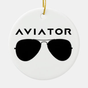 Aviator SUnglasses Silhouette Ceramic Tree Decoration