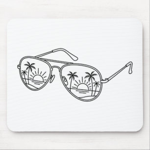 Aviator Sunglasses Sunset Reflection Mouse Pad