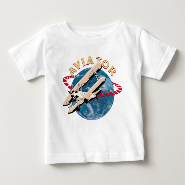 Aviator travelling the world baby T-Shirt (Front)