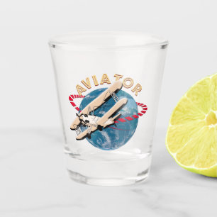 Aviator travelling the world shot glass
