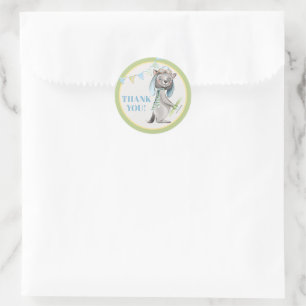 Aviator Wolf Baby Shower Thank You Classic Round Sticker