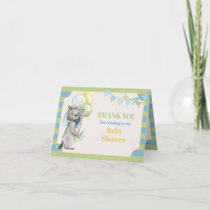 Aviator Wolf, Striped Baby Shower Thank You Card