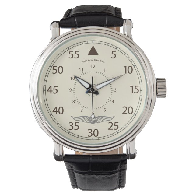 Aviators Airline, Cream and Brown Watch (Front)
