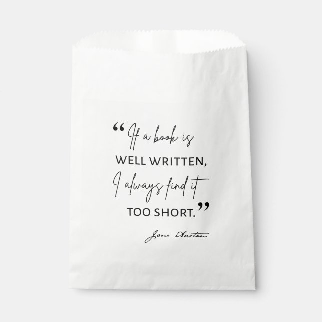 Avid Reader II - Jane Austen Quote Favour Bag (Front)