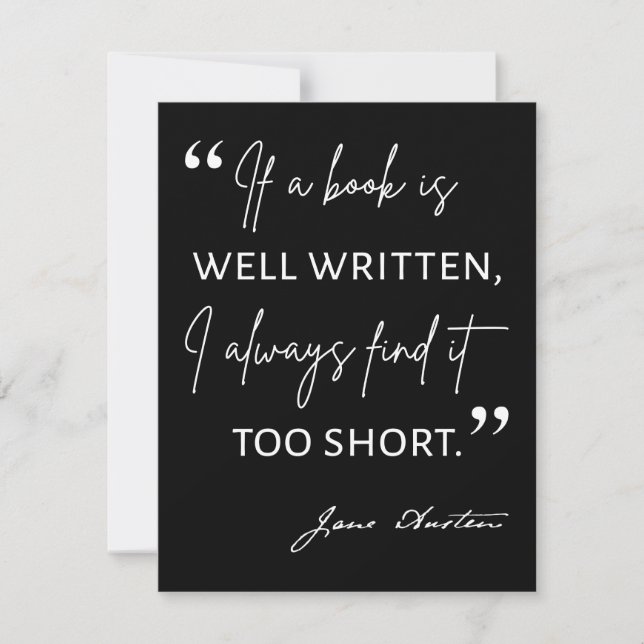 Avid Reader II - Jane Austen Quote Invitation (Front)