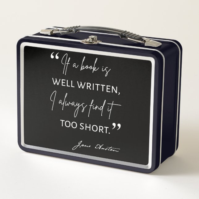 Avid Reader II - Jane Austen Quote Metal Lunch Box (Front)