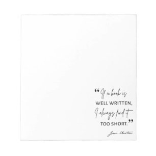 Avid Reader II - Jane Austen Quote Notepad