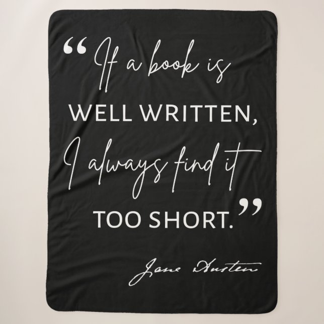 Avid Reader II - Jane Austen Quote Sherpa Blanket (Front)