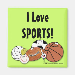 Avid Sports Fan- Sports Ball Characters Magnet