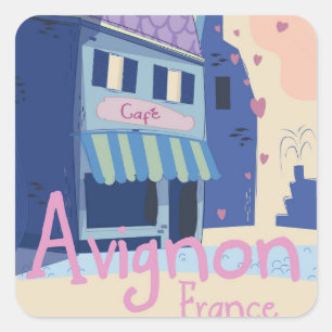 Avignon France cartoon travel poster Square Sticker