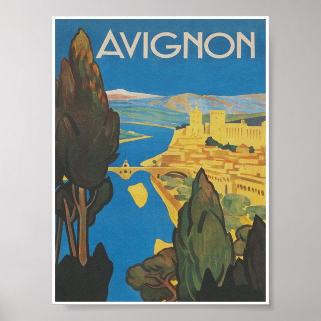 Avignon France Vintage Travel Poster (Front)