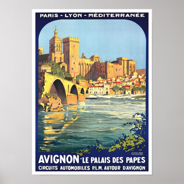 Avignon France vintage travel Poster (Front)