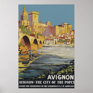 Avignon France Vintage Travel Poster, City of the Poster
