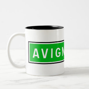 Avignon, Road Sign, France Two-Tone Coffee Mug