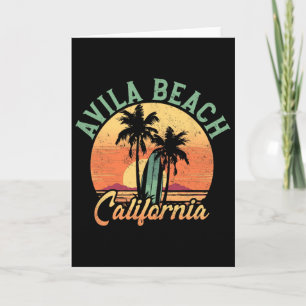 Avila Beach California Retro Surfer Vintage Beach Card