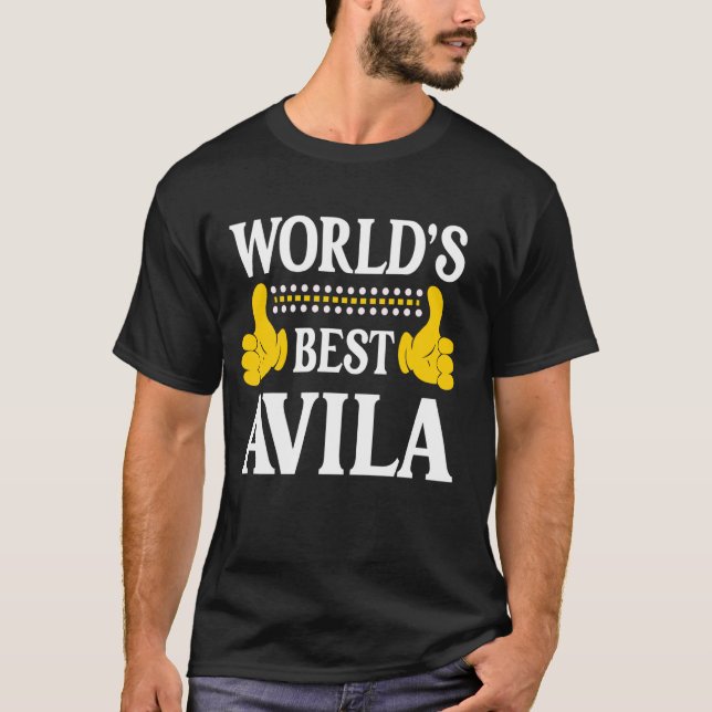 Avila Surname Funny Team Family Last Name World's  T-Shirt (Front)