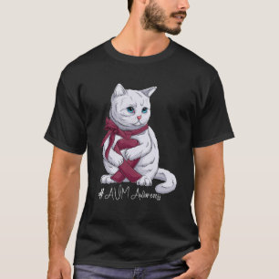 AVM Awareness Month Burgundy Ribbon Cat T-Shirt
