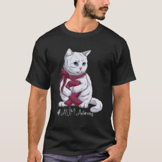 AVM Awareness Month Burgundy Ribbon Cat T-Shirt