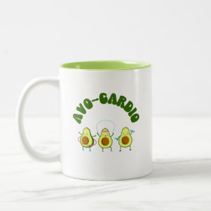 Avo-Cardio Funny Avocado Fitness Two-Tone Coffee Mug