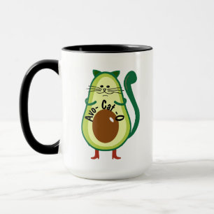 Avo-cat-o , Nerdy Cat Guac Avocado Funny Coffee Mug