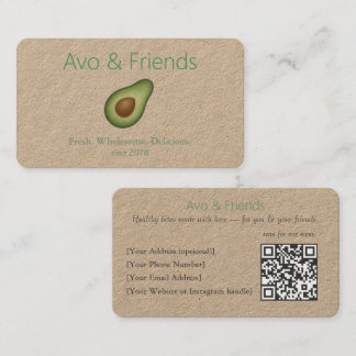 Avo & Friends | Avocado Logo Healthy Food  -  Business Card