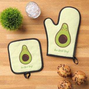 Avo Good Day Punny Avocado Oven Mitt & Pot Holder Set