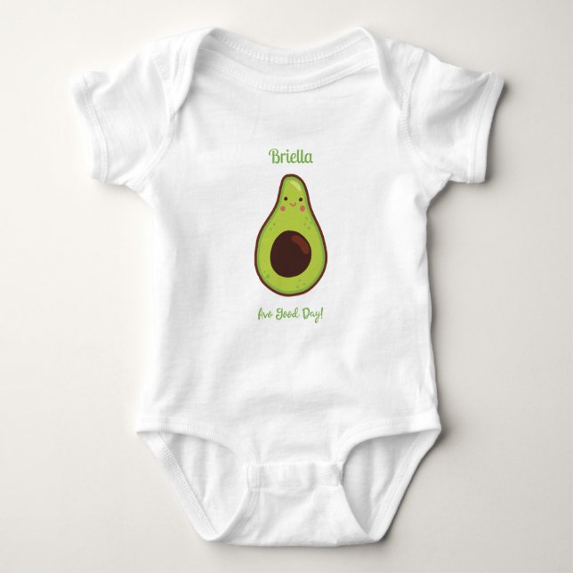 Avo Good Day Punny Avocado Personalised  Baby Bodysuit (Front)