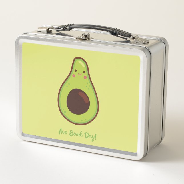 Avo Good Day Punny Avocado Personalised  Metal Lunch Box (Front)