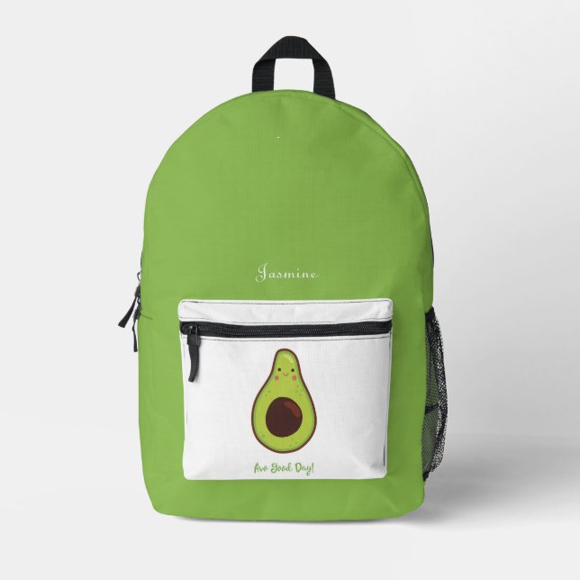 Avo Good Day Punny Avocado Personalised  Printed Backpack (Front)