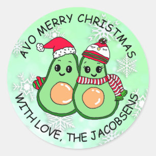 Avo Merry Christmas Avocado Humour Holiday Classic Round Sticker