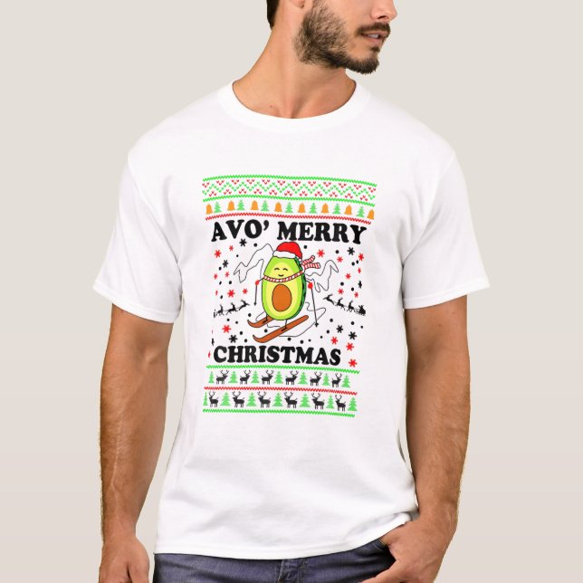 Avo Merry Christmas Funny Ugly Sweater Avocado Ski (Front)