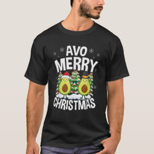 Avo Merry Christmas Tree Avocado PJ Snowman Santa T-Shirt