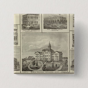 Avoca Penn College, Oskaloosa buildings in Dexter 15 Cm Square Badge