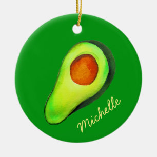 Avocado addict cute avo green ceramic ornament