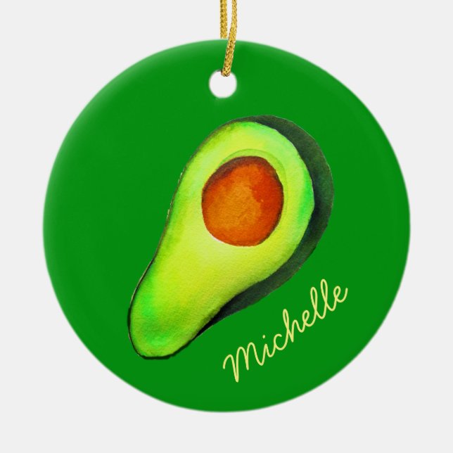Avocado addict cute avo green ceramic ornament (Front)