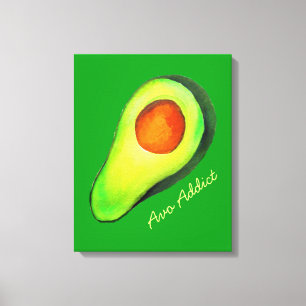 Avocado addict green cute art canvas print