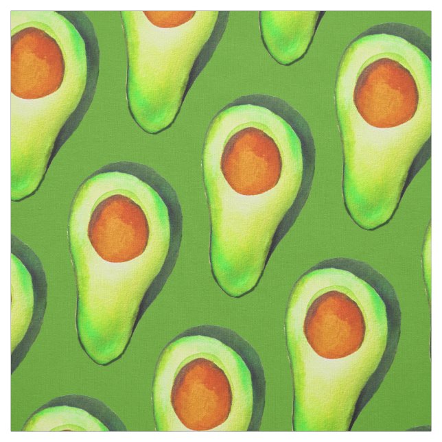 Avocado addict green cute art fabric (Swatch)