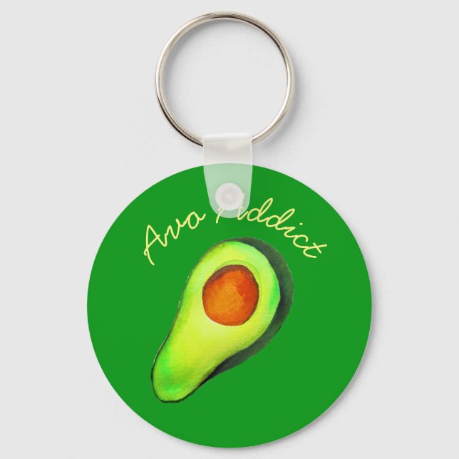 Avocado addict green cute art key ring (Front)