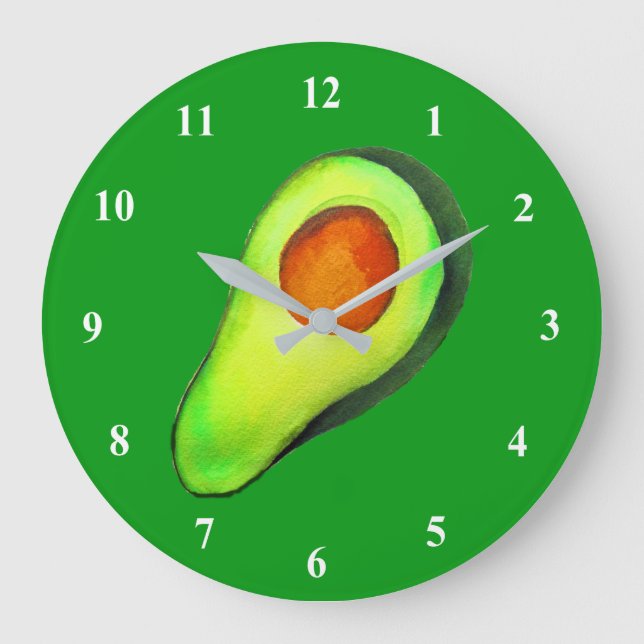 Avocado addict green cute art large clock (Front)